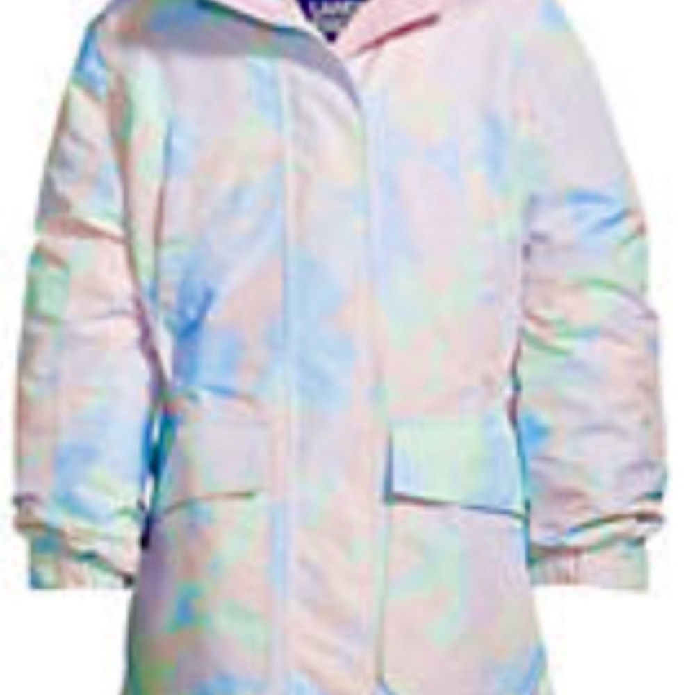 Lands' End Girls Squall Waterproof Insulated Winter Parka -Multi Tie Dye NWOT